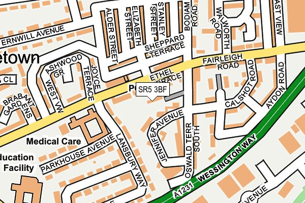 SR5 3BF map - OS OpenMap – Local (Ordnance Survey)