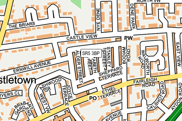 SR5 3BP map - OS OpenMap – Local (Ordnance Survey)