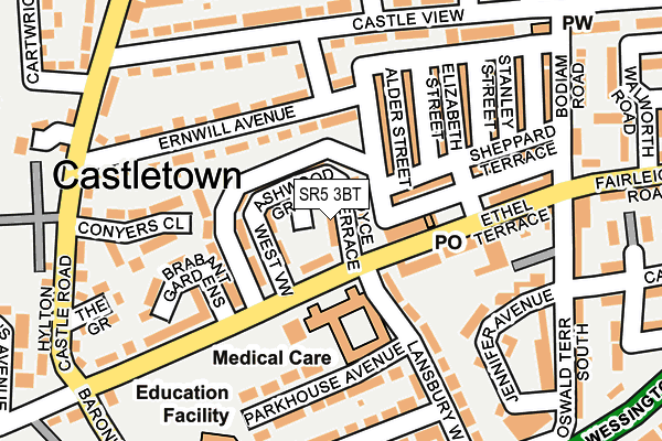 SR5 3BT map - OS OpenMap – Local (Ordnance Survey)