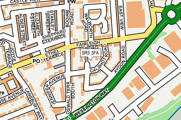 SR5 3FA map - OS OpenMap – Local (Ordnance Survey)
