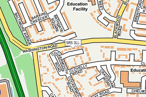 SR5 3LL map - OS OpenMap – Local (Ordnance Survey)