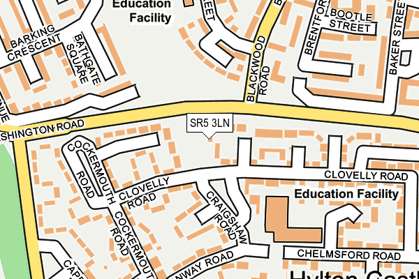 SR5 3LN map - OS OpenMap – Local (Ordnance Survey)
