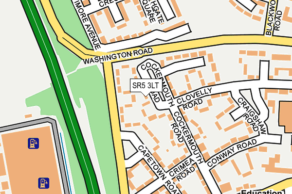 SR5 3LT map - OS OpenMap – Local (Ordnance Survey)