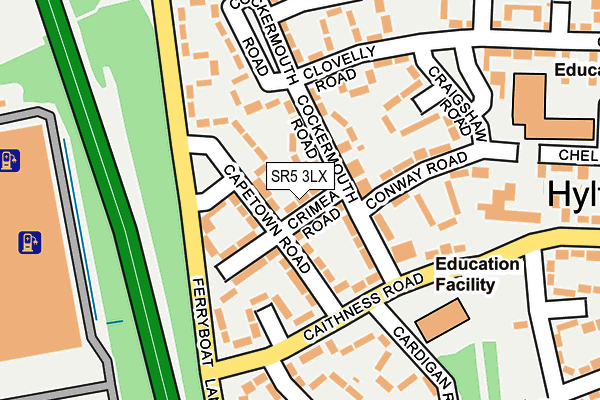 SR5 3LX map - OS OpenMap – Local (Ordnance Survey)