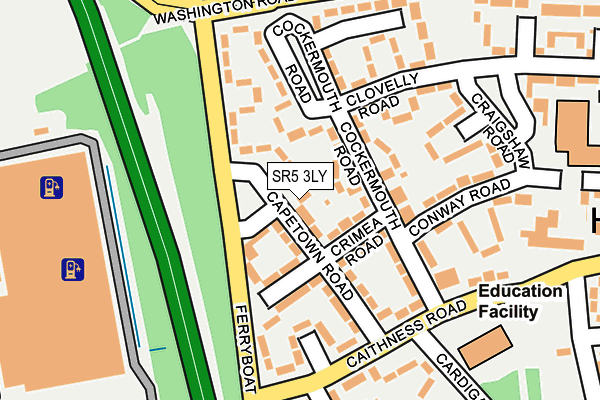 SR5 3LY map - OS OpenMap – Local (Ordnance Survey)
