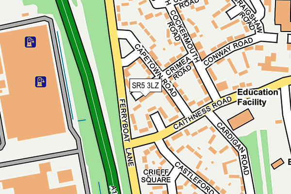 SR5 3LZ map - OS OpenMap – Local (Ordnance Survey)