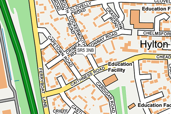 SR5 3NB map - OS OpenMap – Local (Ordnance Survey)