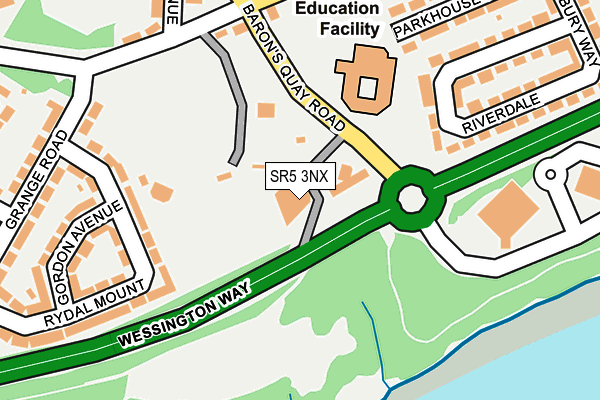 SR5 3NX map - OS OpenMap – Local (Ordnance Survey)