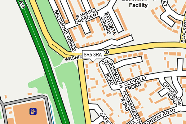 SR5 3RA map - OS OpenMap – Local (Ordnance Survey)