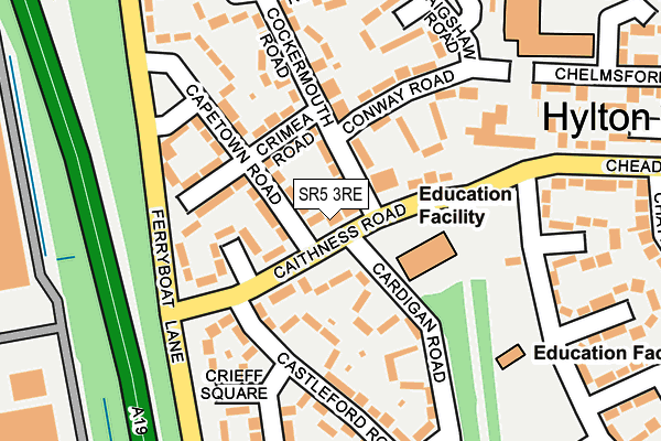SR5 3RE map - OS OpenMap – Local (Ordnance Survey)