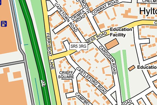 SR5 3RG map - OS OpenMap – Local (Ordnance Survey)