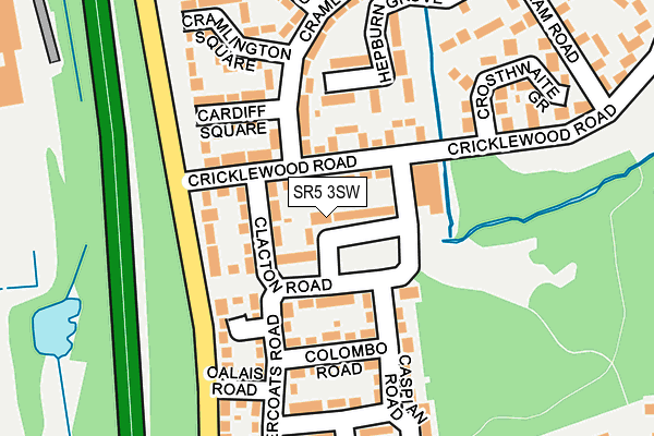 SR5 3SW map - OS OpenMap – Local (Ordnance Survey)