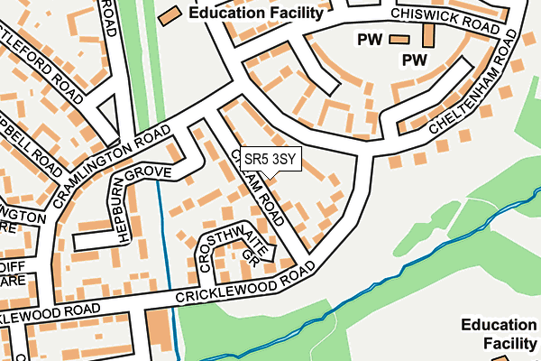 SR5 3SY map - OS OpenMap – Local (Ordnance Survey)