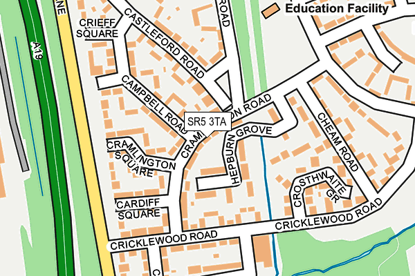 SR5 3TA map - OS OpenMap – Local (Ordnance Survey)