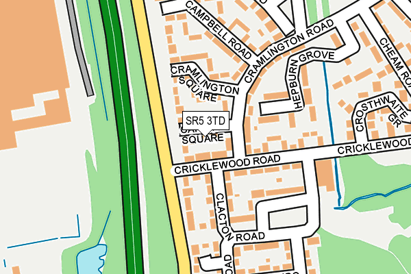 SR5 3TD map - OS OpenMap – Local (Ordnance Survey)