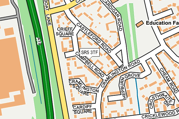 SR5 3TF map - OS OpenMap – Local (Ordnance Survey)
