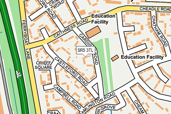 SR5 3TL map - OS OpenMap – Local (Ordnance Survey)