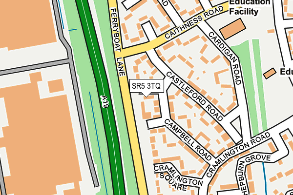 SR5 3TQ map - OS OpenMap – Local (Ordnance Survey)