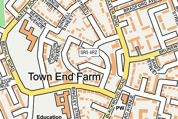 SR5 4PZ map - OS OpenMap – Local (Ordnance Survey)