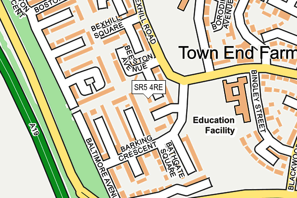 SR5 4RE map - OS OpenMap – Local (Ordnance Survey)