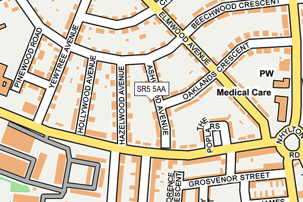 SR5 5AA map - OS OpenMap – Local (Ordnance Survey)