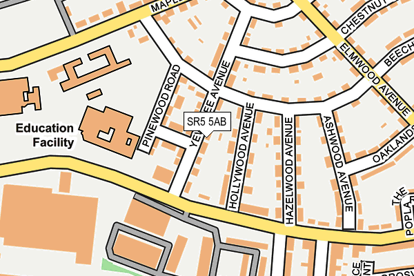 SR5 5AB map - OS OpenMap – Local (Ordnance Survey)