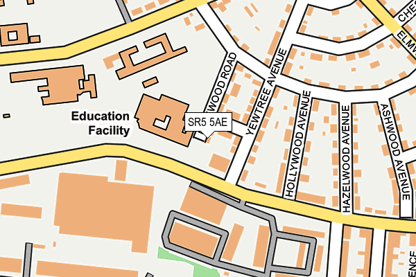 SR5 5AE map - OS OpenMap – Local (Ordnance Survey)