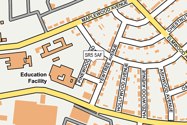 SR5 5AF map - OS OpenMap – Local (Ordnance Survey)