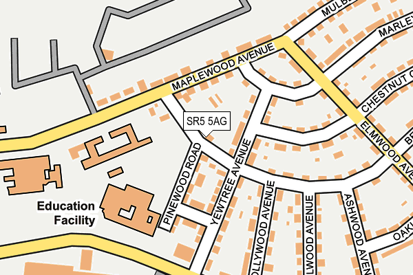 SR5 5AG map - OS OpenMap – Local (Ordnance Survey)