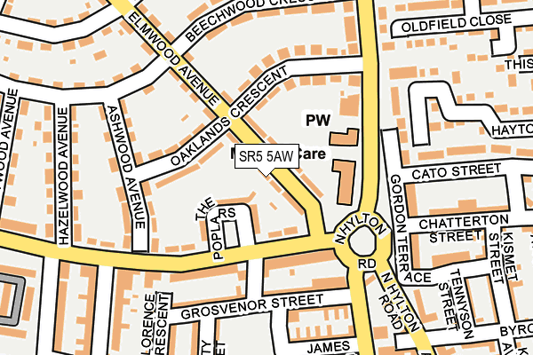 SR5 5AW map - OS OpenMap – Local (Ordnance Survey)