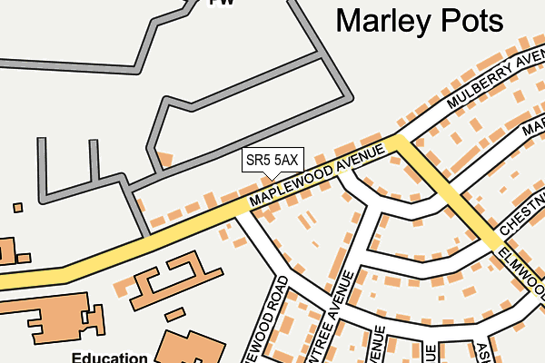 SR5 5AX map - OS OpenMap – Local (Ordnance Survey)