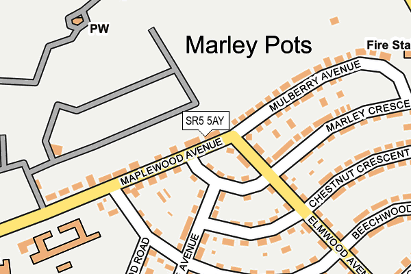 SR5 5AY map - OS OpenMap – Local (Ordnance Survey)