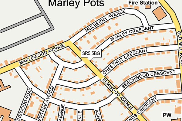 SR5 5BG map - OS OpenMap – Local (Ordnance Survey)