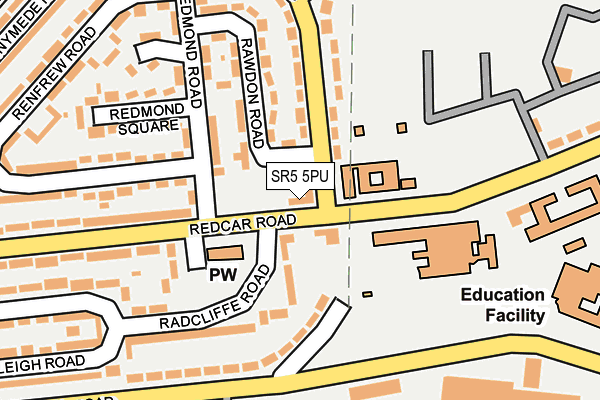 SR5 5PU map - OS OpenMap – Local (Ordnance Survey)