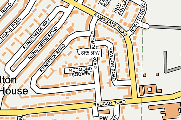 SR5 5PW map - OS OpenMap – Local (Ordnance Survey)