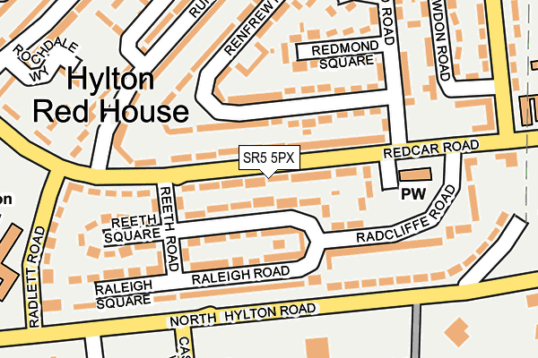 SR5 5PX map - OS OpenMap – Local (Ordnance Survey)