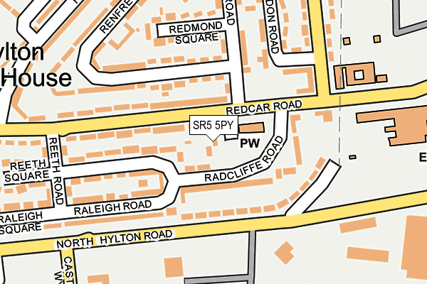 SR5 5PY map - OS OpenMap – Local (Ordnance Survey)