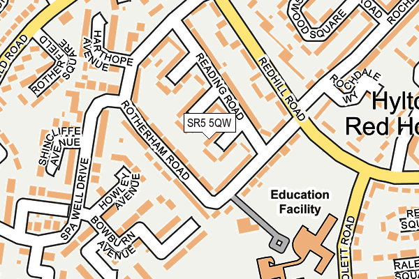 SR5 5QW map - OS OpenMap – Local (Ordnance Survey)