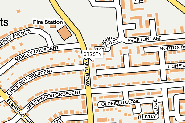 SR5 5TN map - OS OpenMap – Local (Ordnance Survey)