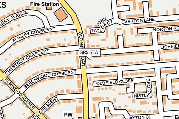 SR5 5TW map - OS OpenMap – Local (Ordnance Survey)