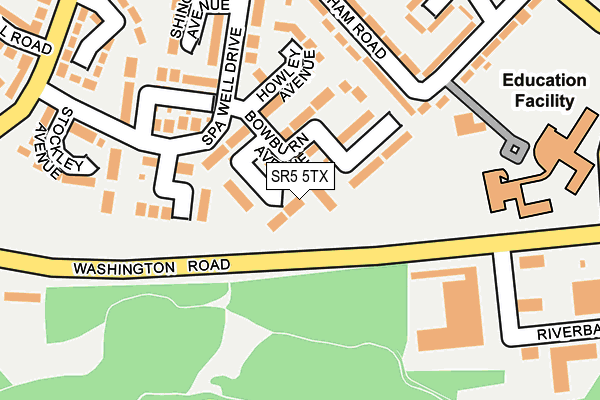 SR5 5TX map - OS OpenMap – Local (Ordnance Survey)