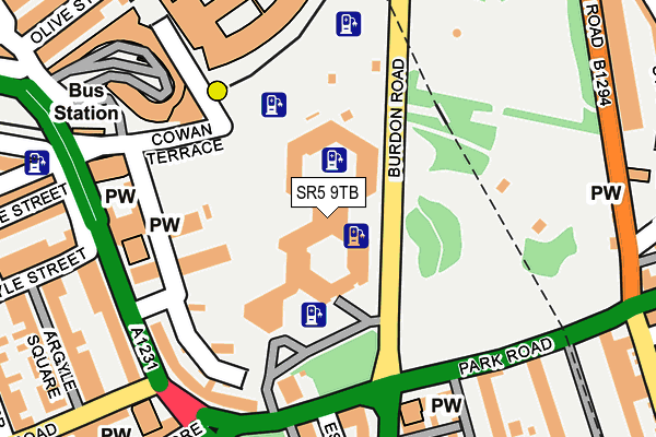 SR5 9TB map - OS OpenMap – Local (Ordnance Survey)