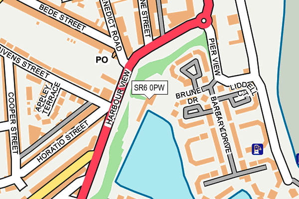 SR6 0PW map - OS OpenMap – Local (Ordnance Survey)