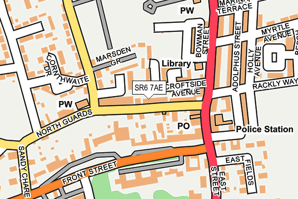 SR6 7AE map - OS OpenMap – Local (Ordnance Survey)
