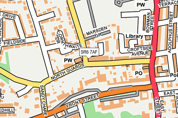 SR6 7AF map - OS OpenMap – Local (Ordnance Survey)