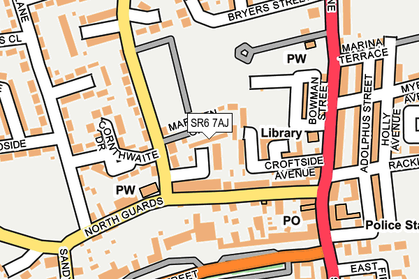 SR6 7AJ map - OS OpenMap – Local (Ordnance Survey)