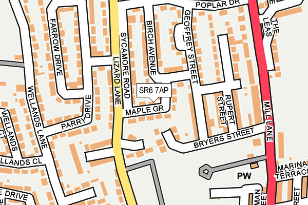 SR6 7AP map - OS OpenMap – Local (Ordnance Survey)