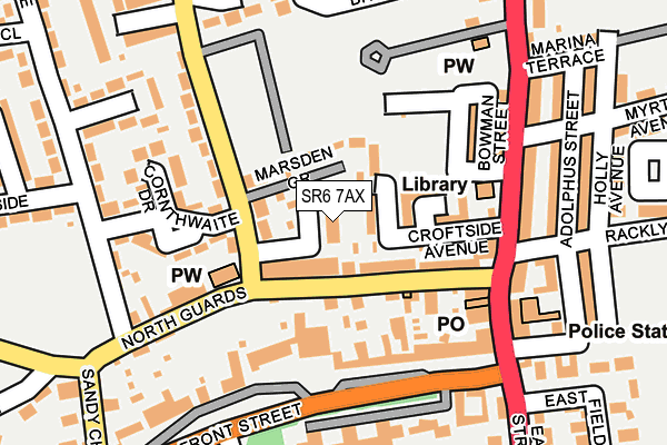 SR6 7AX map - OS OpenMap – Local (Ordnance Survey)