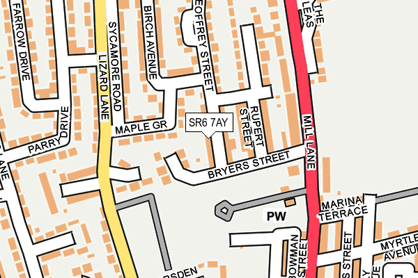 SR6 7AY map - OS OpenMap – Local (Ordnance Survey)