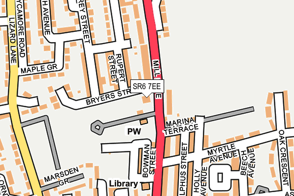 SR6 7EE map - OS OpenMap – Local (Ordnance Survey)